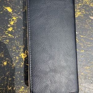 Black Leather-like accordion wallet with gold zipper and trim - like new